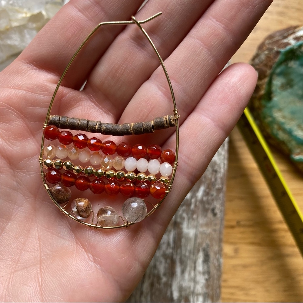 New Anthro Julien Beaded Hoop Earrings - Picture 3 of 5